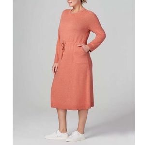Pure Jill Soft Red Clay Sweater Dress w/Pockets